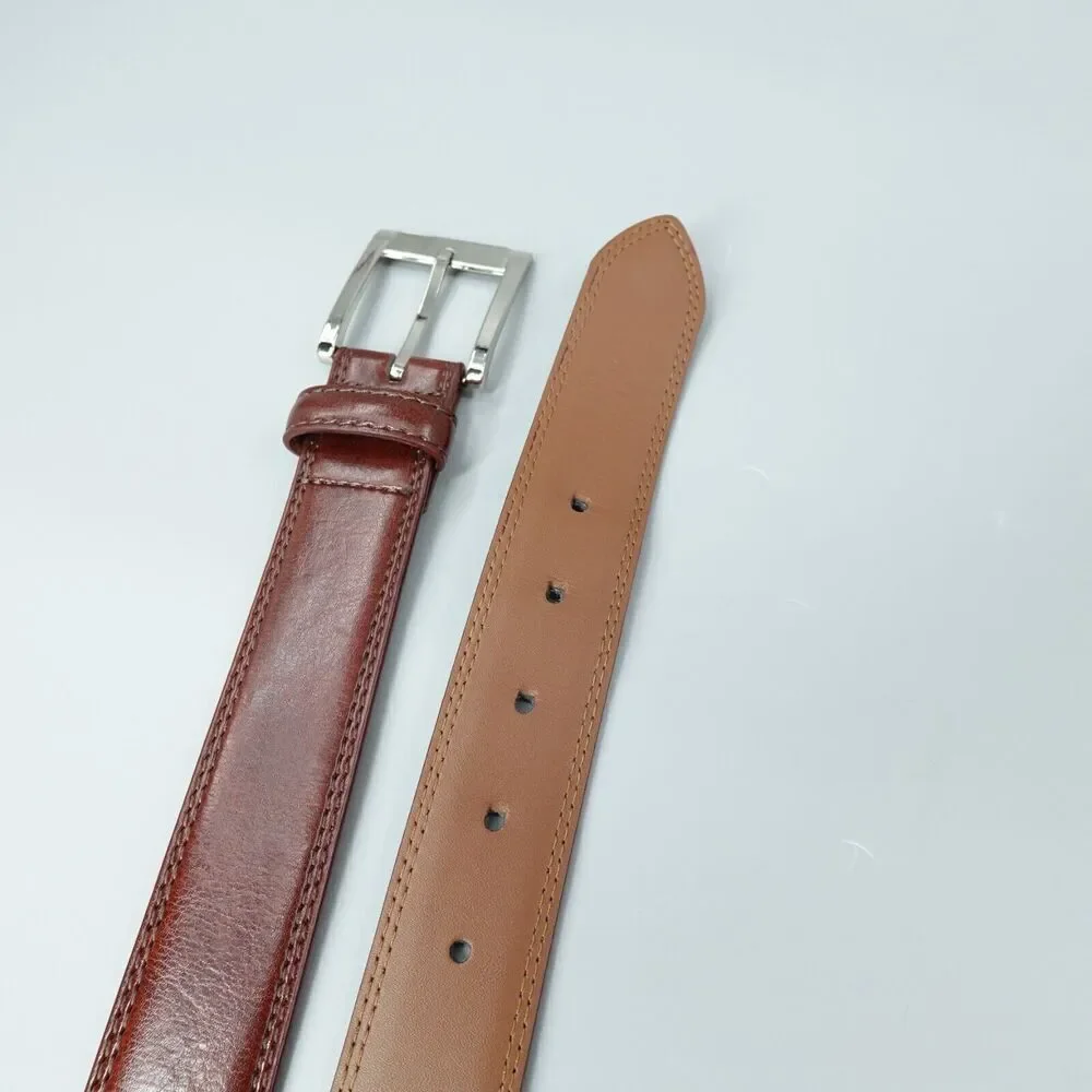 Bosca Leather Belt Mens 36 Brown Silver Tone Buckle Workwear Career BO3745‎
